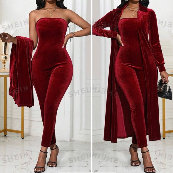 2 Piece Velour Jumpsuit - Picture 2 of 2